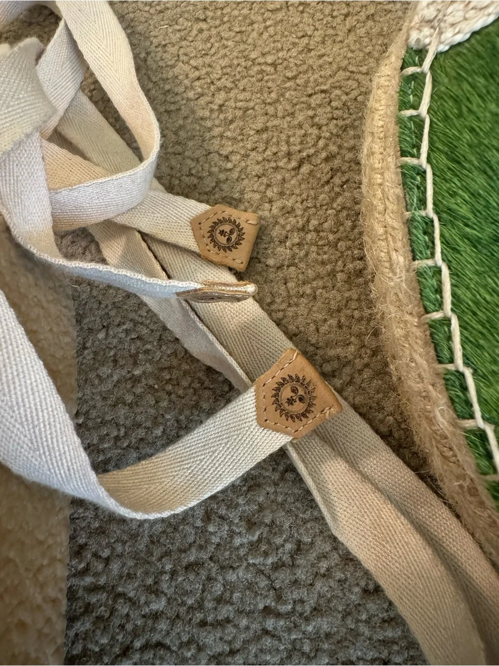 Womens Green Espadrille Platform Sandal with Ankle Tie